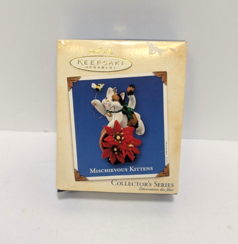 Vintage Hallmark Christmas Keepsake Ornament 2002 Mischevious Kitty Hangable IOB