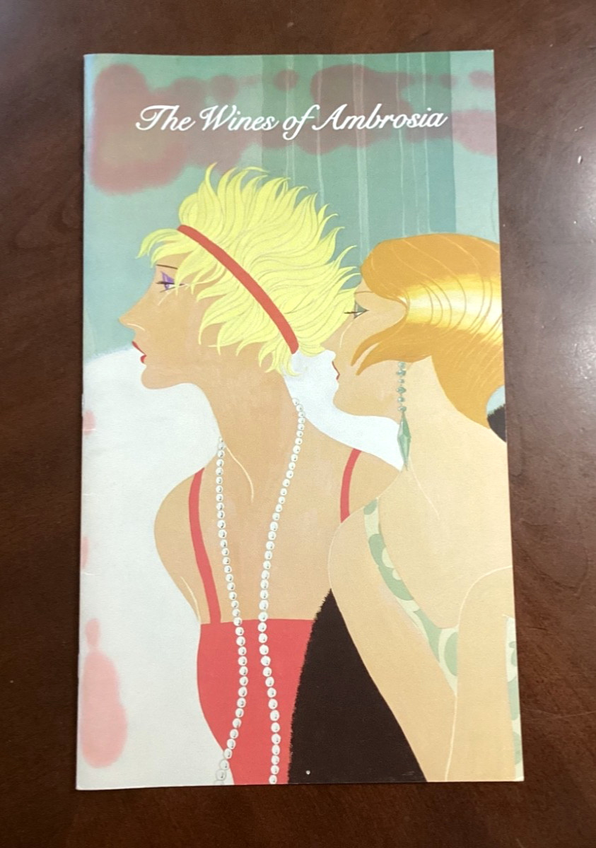 Vintage Sheraton Kensington Hotel Wines Of Ambrosia Menu Art Deco Cover Tulsa OK