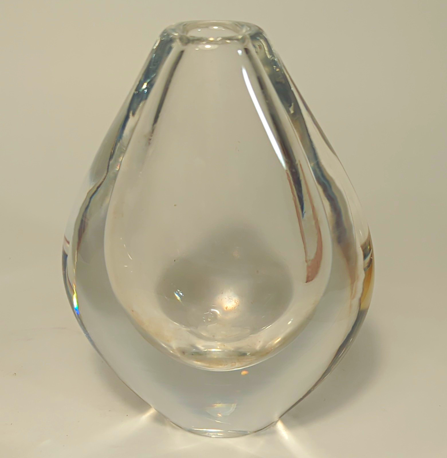 Orrefors Teardrop Crystal Vase Signed
