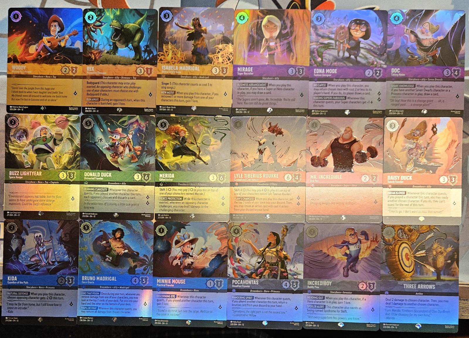 LORCANA #12 WILDS UNKNOWN COMPLETE EPIC FOIL SET 205-222 BUZZ WOODY MINNIE REX LORCANA #12 WILDS UNKNOWN COMPLETE EPIC FOIL SET 205-222 BUZZ WOODY MINNIE REX