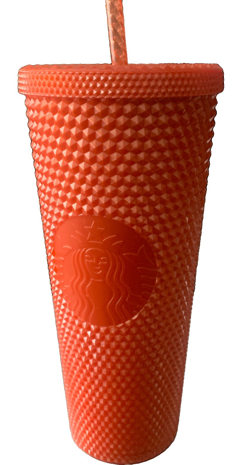 Pre Owned Starbucks 2021 Orange Pearlized Studded 24Oz Tumbler Limited Edition