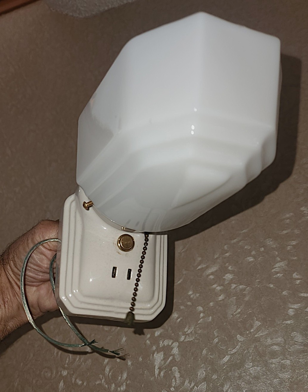 Antique Porcelain Sconce Light Fixture Ceramic Wall Art rewired USA