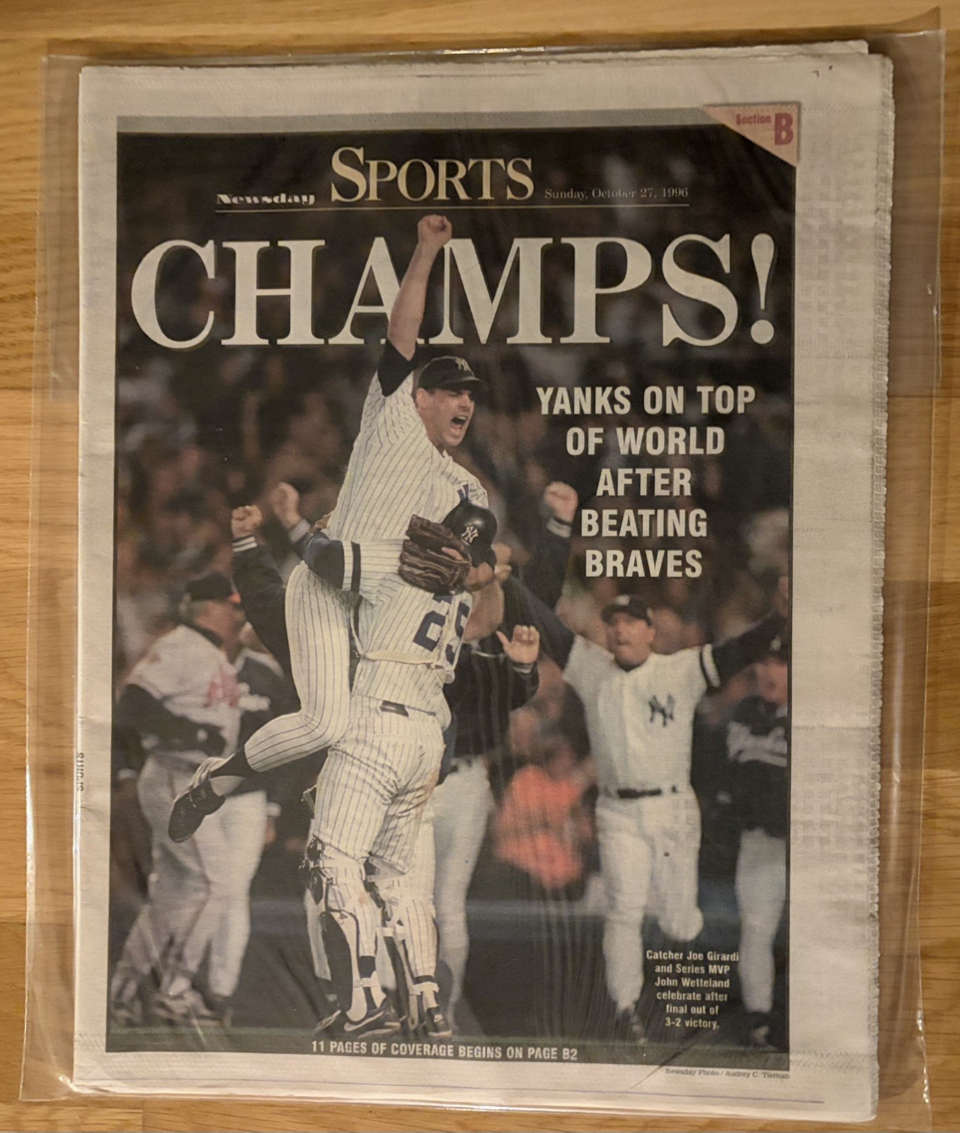 FINAL SALE  1996 NY YANKEES WORLD SERIES CHAMPIONSHIP - NY Newsday Oct 27 1996