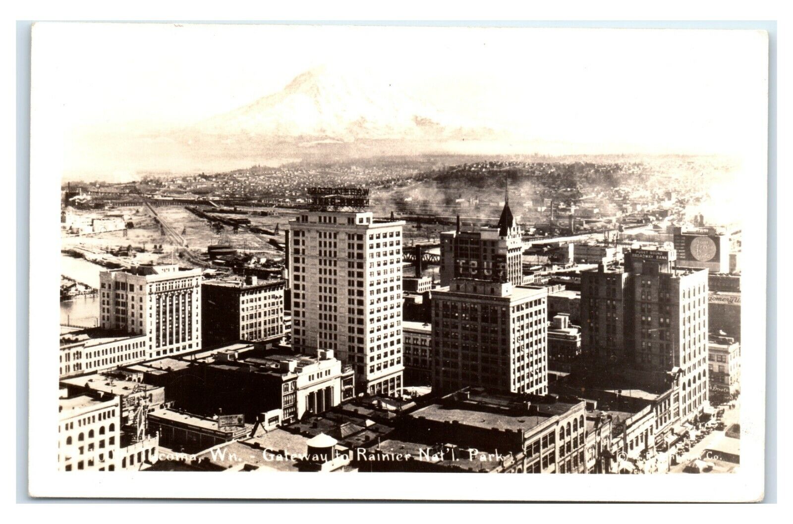 Postcard View of Tacoma WA Gateway to Rainier National Park c1930\'s RPPC A21