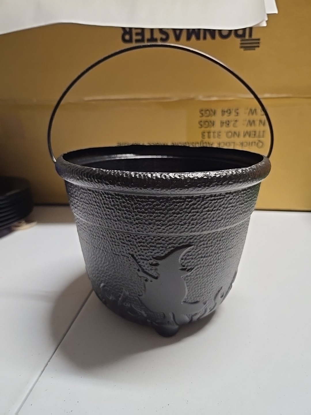 Vintage 1980s Halloween General Foam Blow Mold Witch Cauldron Candy Party Bucket