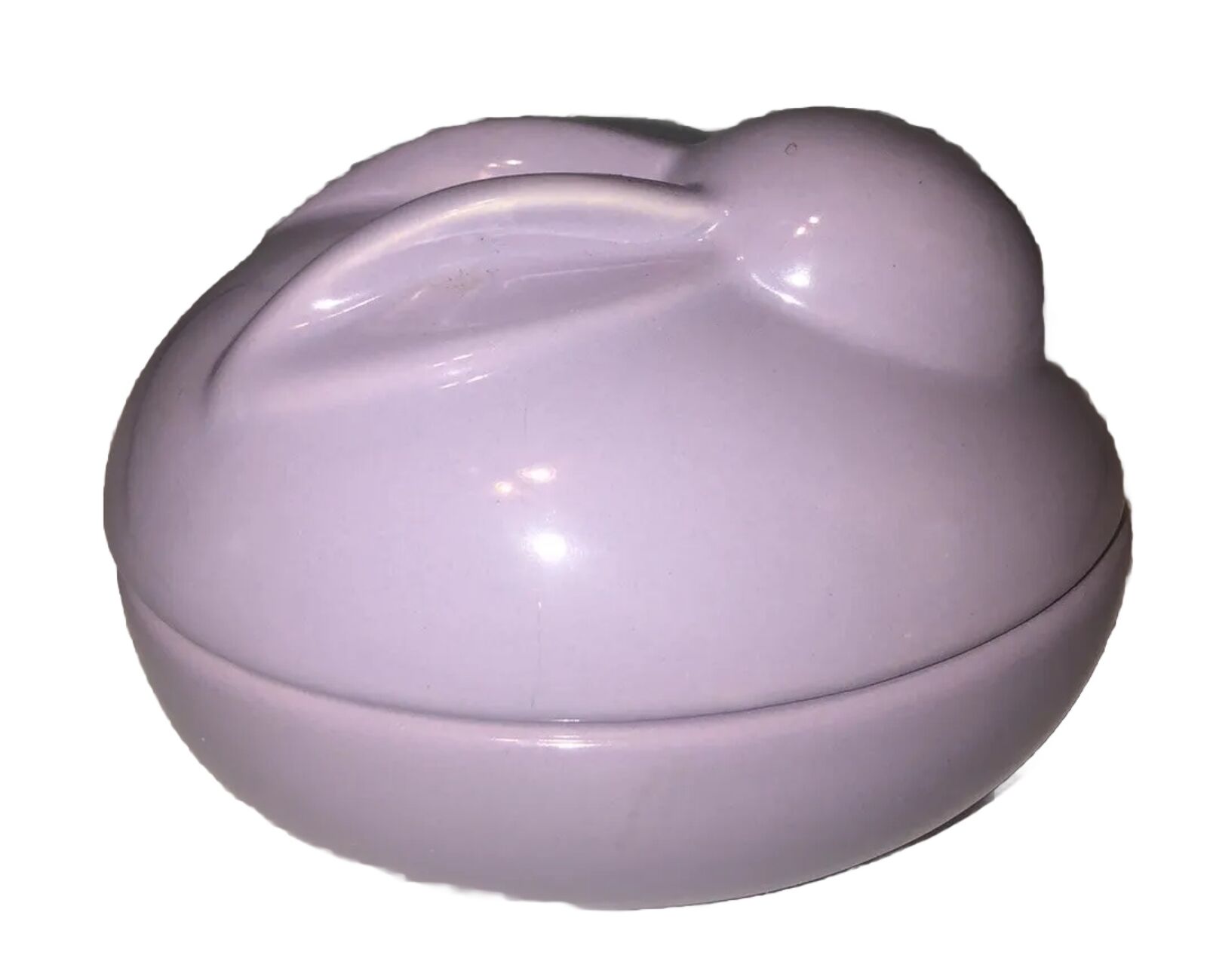 Large Adorable Ceramic Egg Shaped Covered Dish Trinket Box Easter Bunny Purple