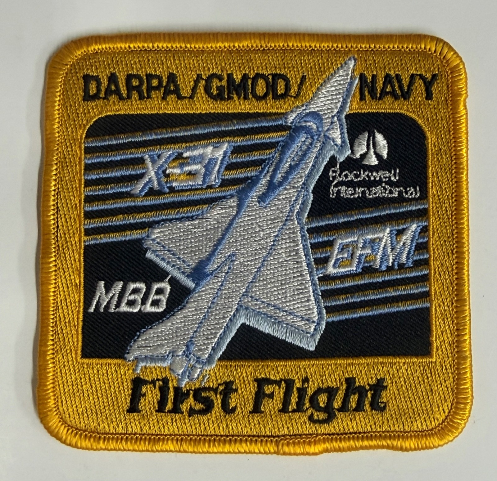 Vtg Rockwell MBB X-31 First Flight Test Team Patch Original 1990 Palmdale 4x4
