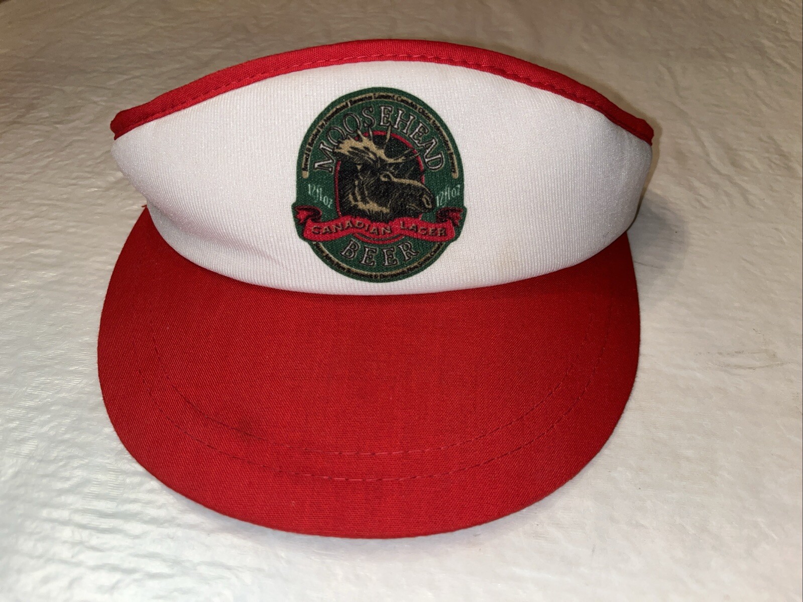 vintage Moosehead Beer Canadian Lager visor hat cap red promo canada moose head
