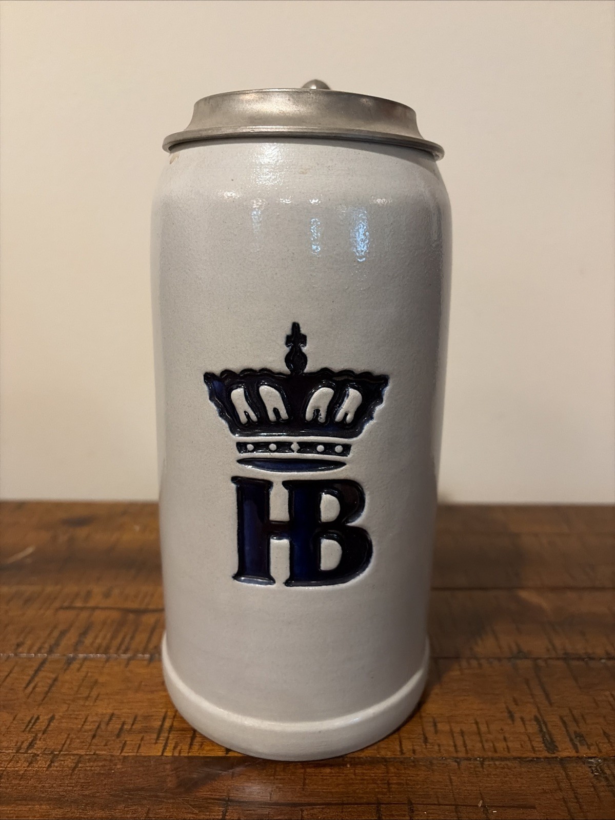 Vintage German HB Hofbrauhaus Munchen Stoneware Beer Stein with Pewter Lid