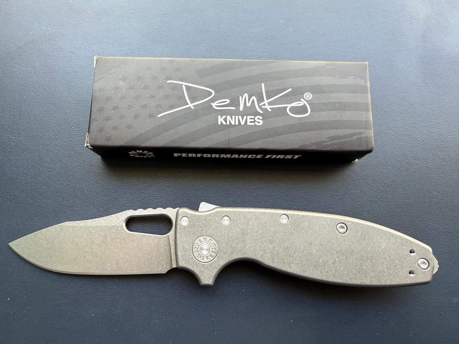 Demko Knives Shark-A-Tac Shark Lock MagnaCut Smooth Titanium Folding Knife Spike