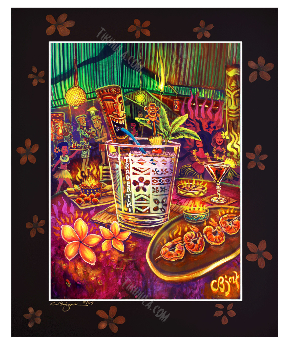 CBjork 12 x 16 Print 16 x 20 MAT Trader Tiki Bar Restaurant Hula Hawaiian Lava