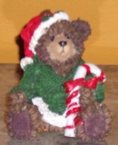 RESIN SITTING BEAR CHRISTMAS/HOLIDAY BEAR FIGURINE-4 1/2\