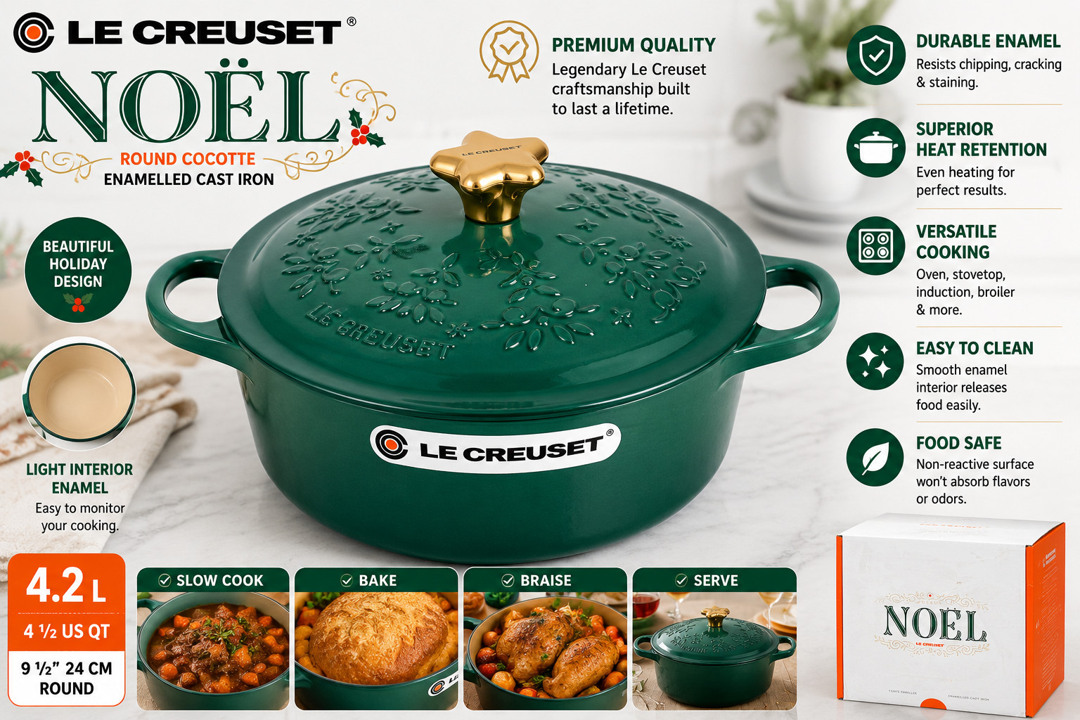 Le Creuset Noël Collection Signature Round Dutch Oven — 4.5 qt | Artichaut |