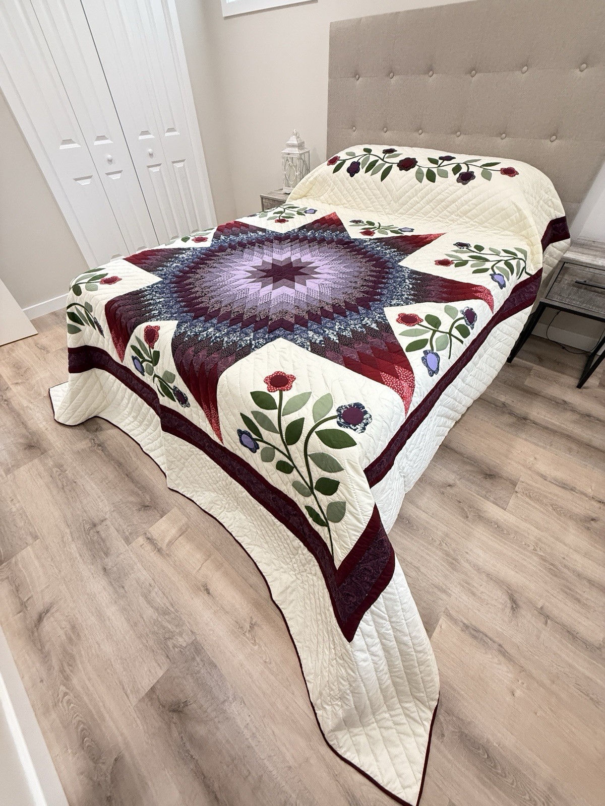 New Amish Quilt Improved Lone Star Purple 108x114 Heirloom Made In Lancaster PA
