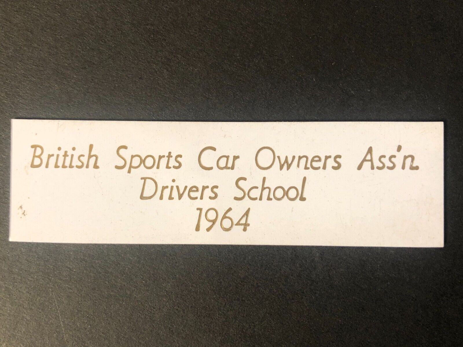 BSCOA British Sports Car Owners Assc 1964 Drivers School Auto Racing Wall Plaque