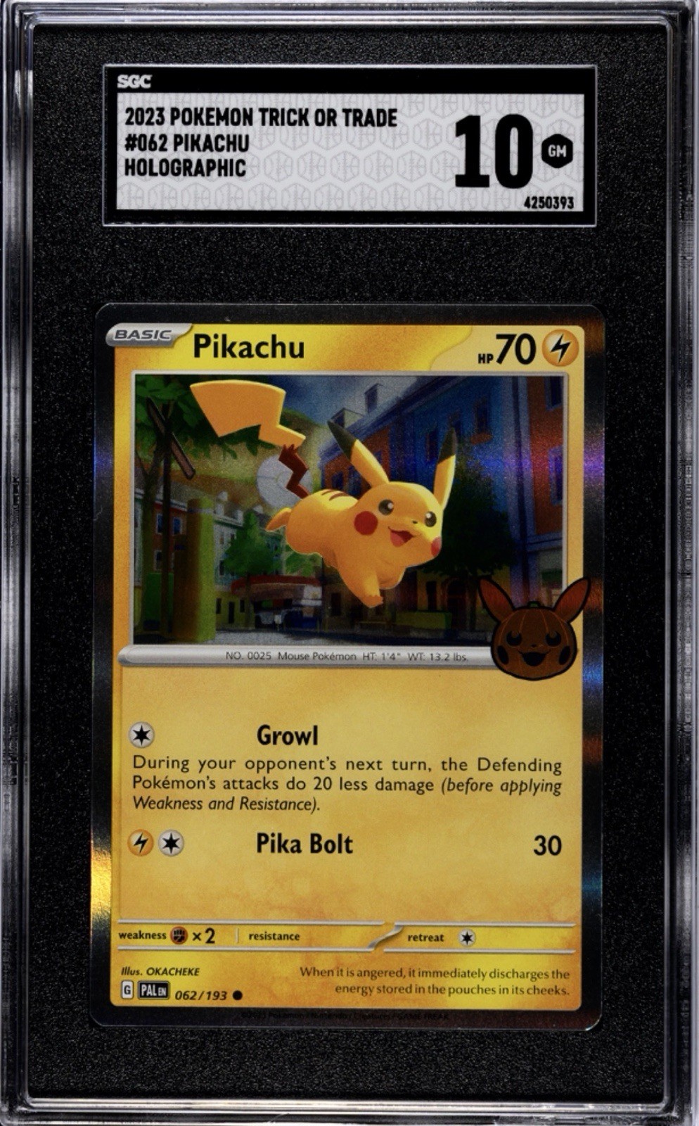 2023 Pokemon Trick Or Trade #062 Pikachu Holographic SGC 10 GEM MINT LOW POP