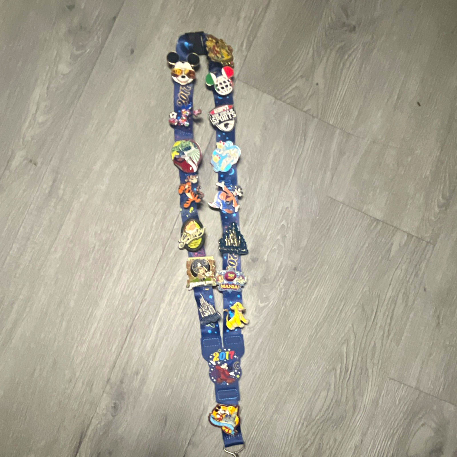 Disney 2017 Yearly Lanyard Trading Pin Set/Lot with Mickey Mouse Pins