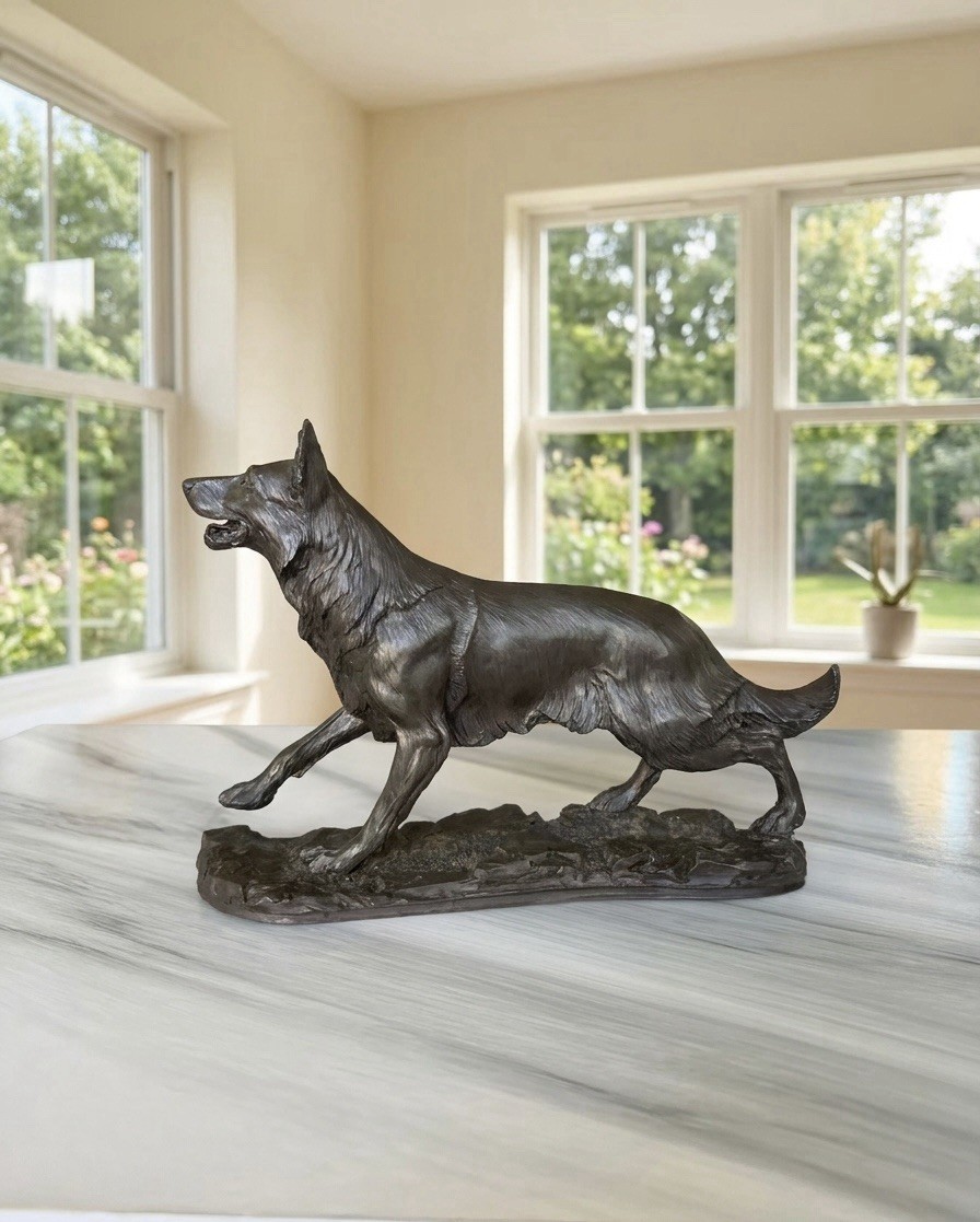 David Geenty German Shepherd Bronze Dog Statue Figurine 9.5\