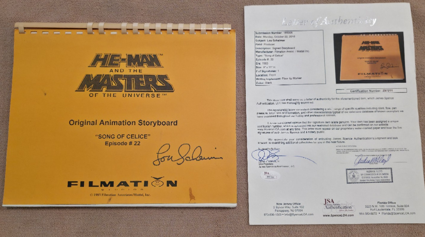 He-Man MOTU Original Animation Storyboard Lou Scheimer Signed JSA COA He-Man MOTU Original Animation Storyboard Lou Scheimer Signed JSA COA