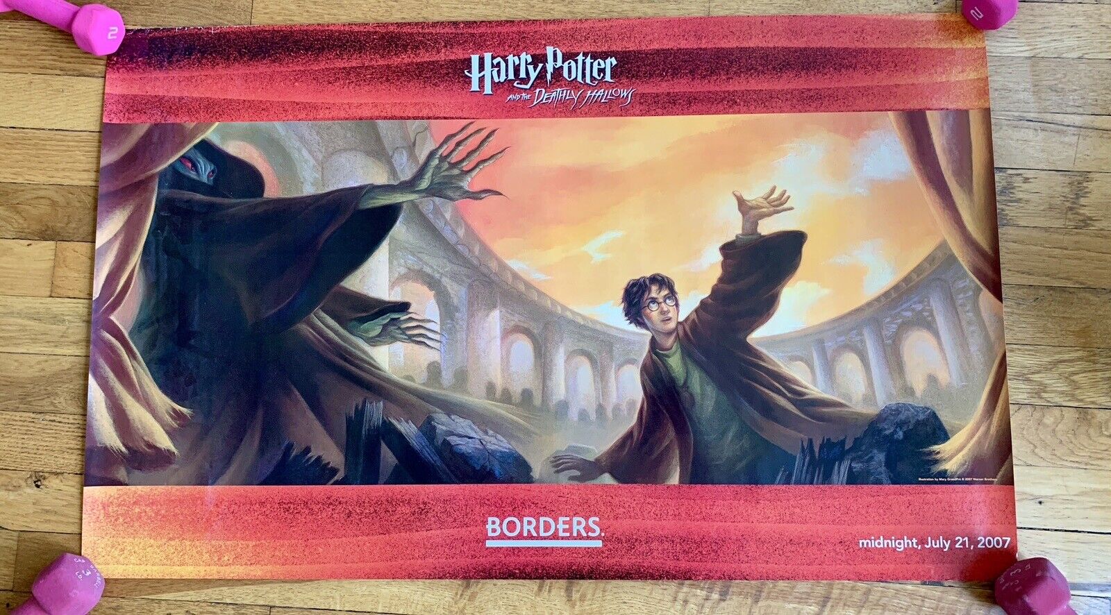 Vintage 2007 HARRY POTTER and The Deadly Hallows Poster, Borders Books Promo