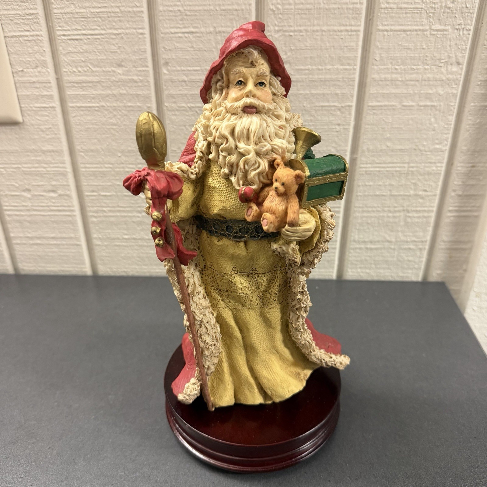 Vintage Musical Santa Claus w/ Wooden Base O Tannenbaum O Christmas Tree WORKS