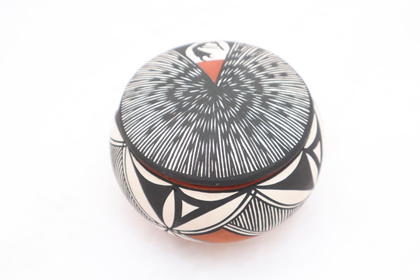 VTG Native American Acoma Pueblo Pottery Dish With Lid Box Pot Signed