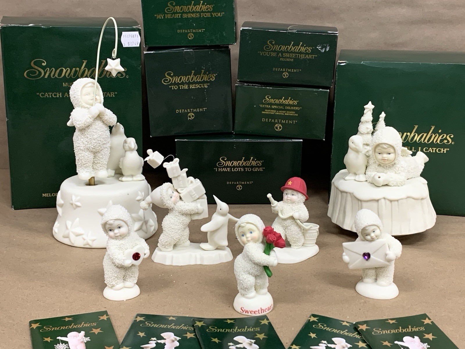 Vintage Dept 56 Snowbabies Figure & Music Box Lot of 7 In Original Boxes