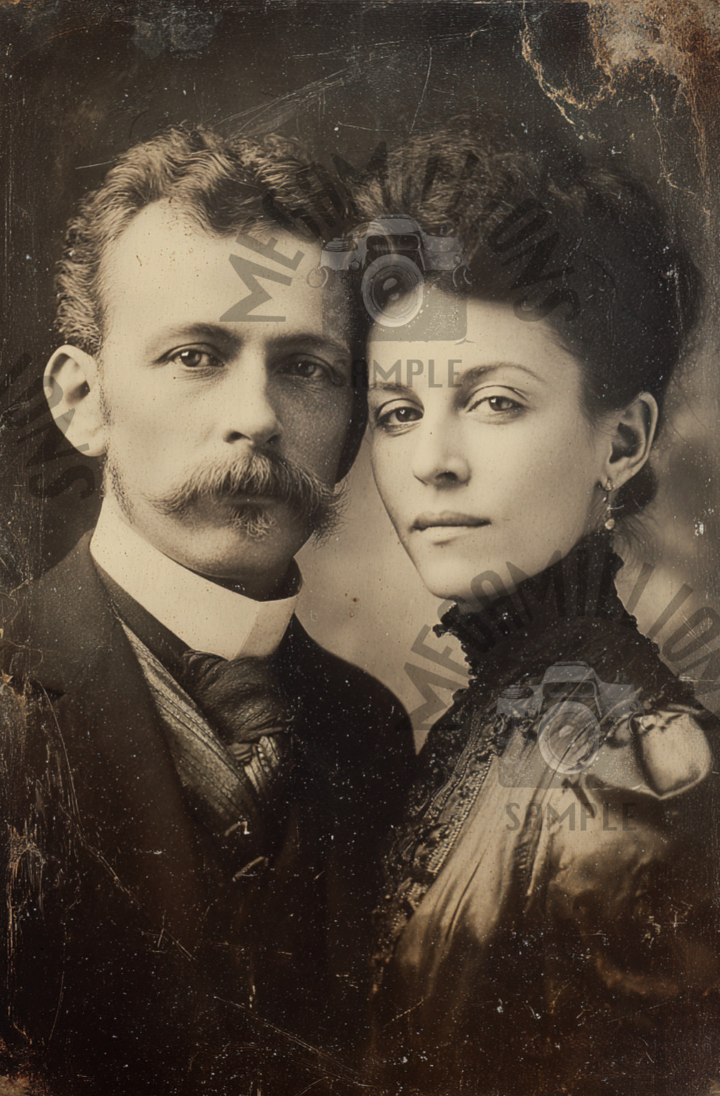 1920\'s Vintage Portrait of American MAN WOMAN COUPLE  PHOTO - MARRIED - 354