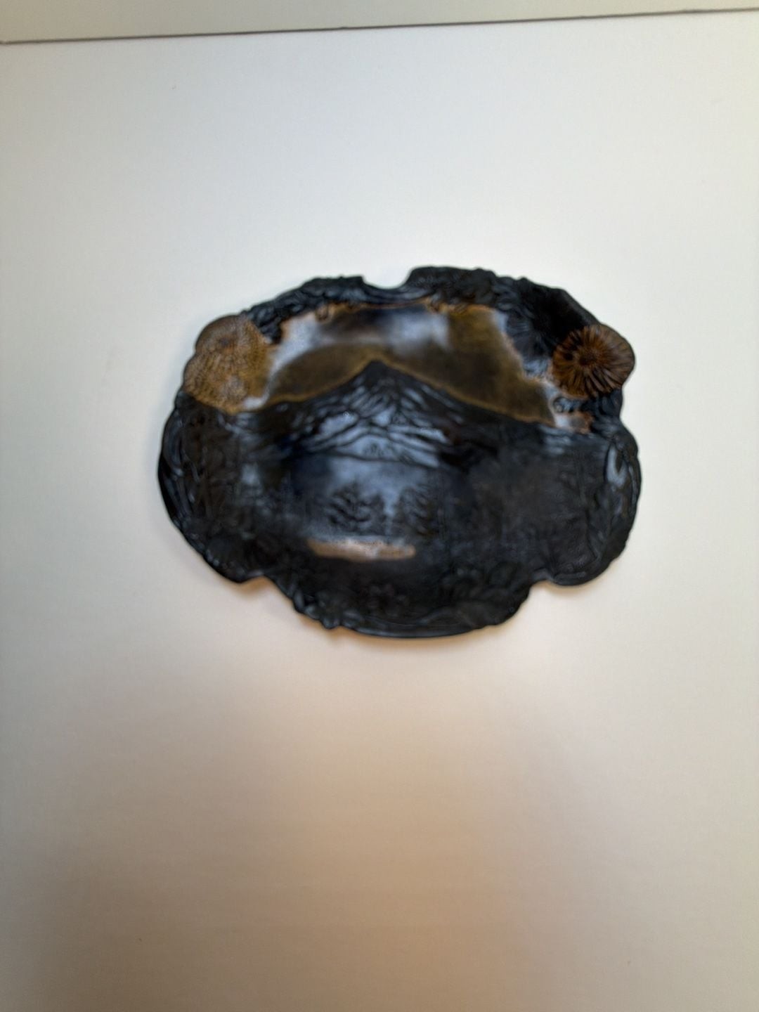 Vintage Antique Mt Hood Oregon Metal Tray Relief Mount Fuji 1900