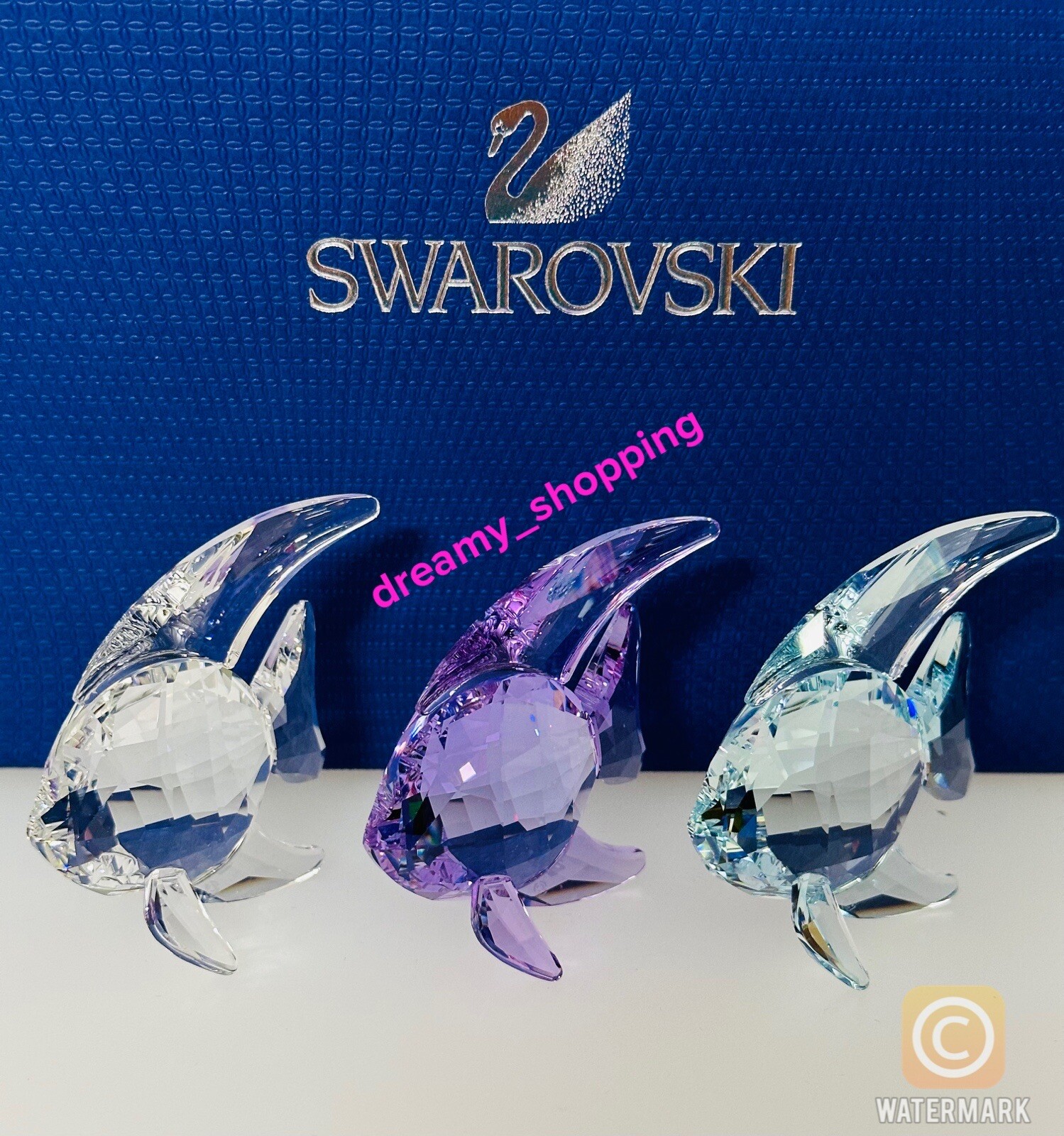 NIB Swarovski Little Messengers Angel Fish Set Of 3 Crystal Figurines #1043243