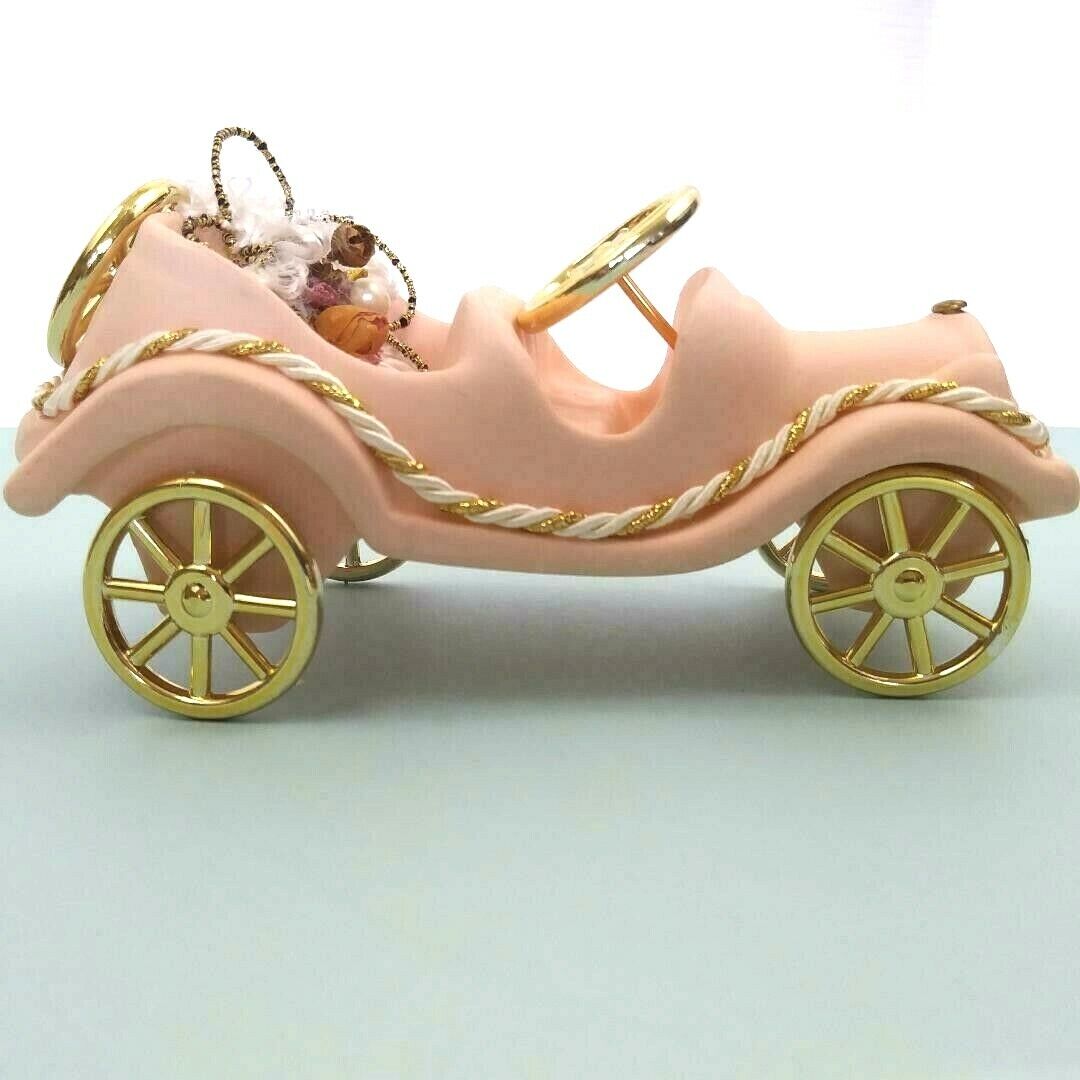 Ceramic Porcelain Roll Royce Wedding Cabriolet Pink & Gold Made in Italy 