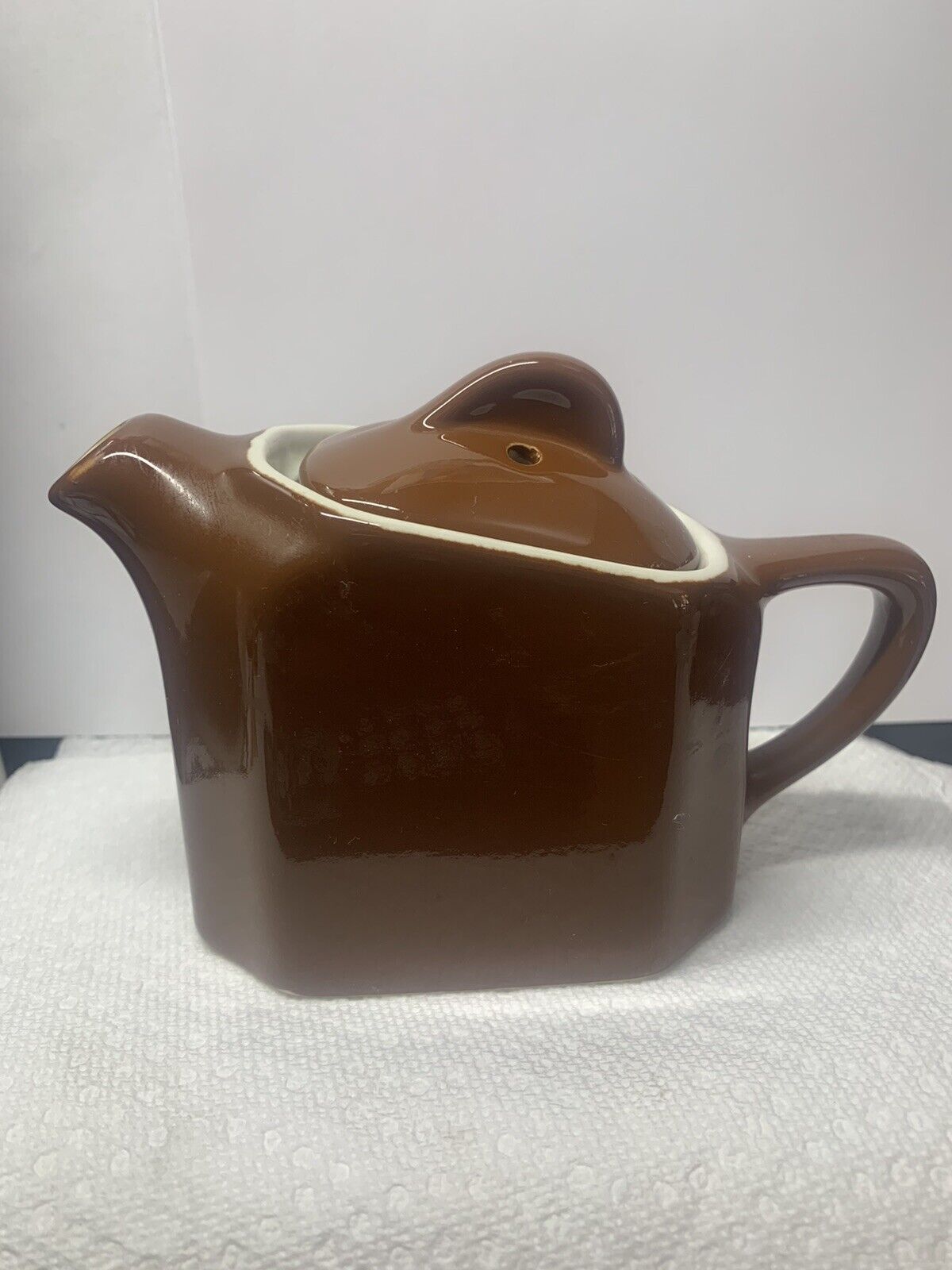 VINTAGE Hall Pottery ART DECO Tea pot MADE IN USA Small BROWN