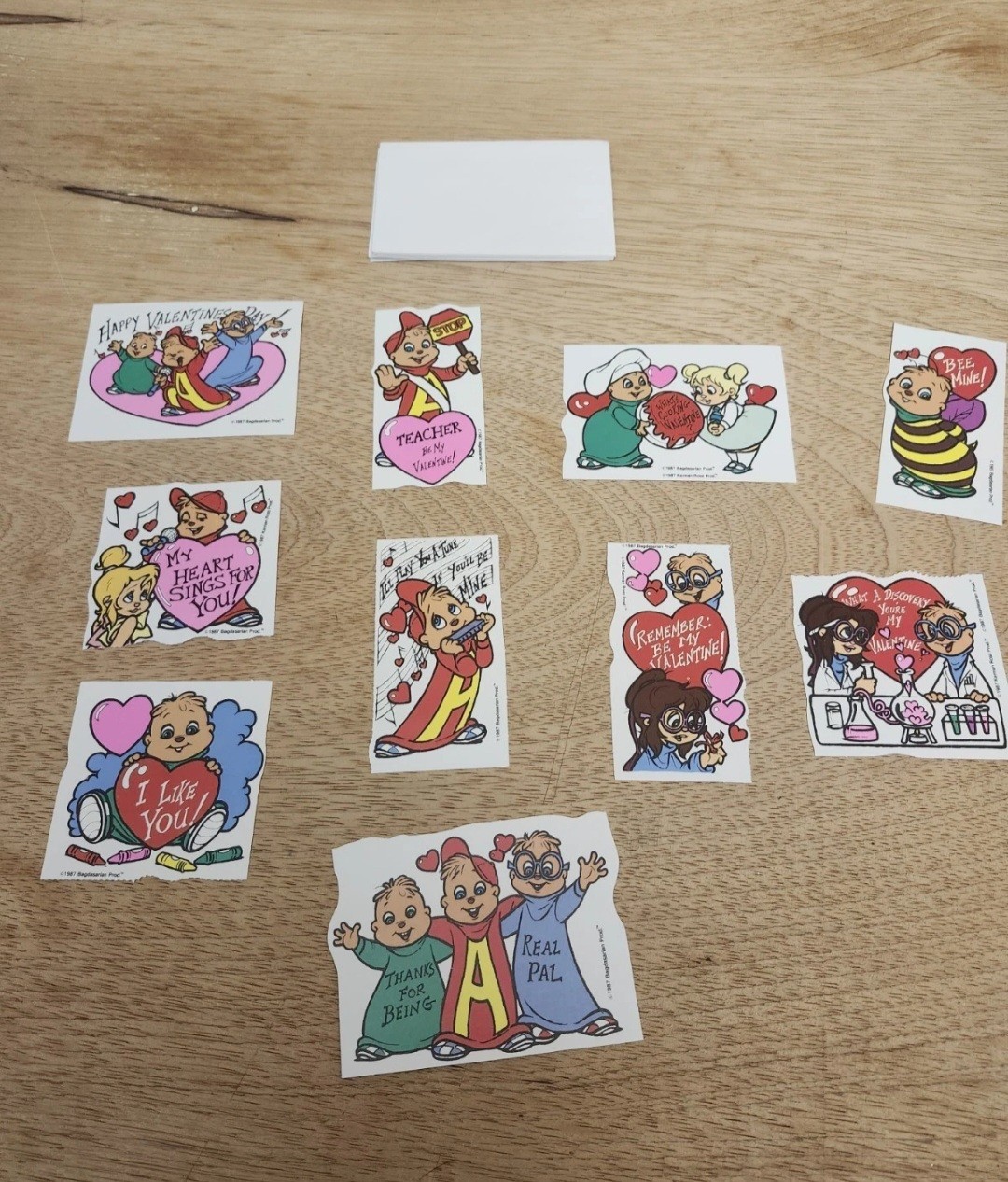 RARE VTG Alvin & The Chipmunks Valentines Day Cards 1987, 10 Cards And Envelopes