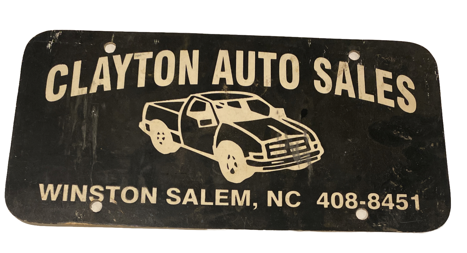 Vintage Clayton Auto Sales Vanity License Plate Winston Salem NC