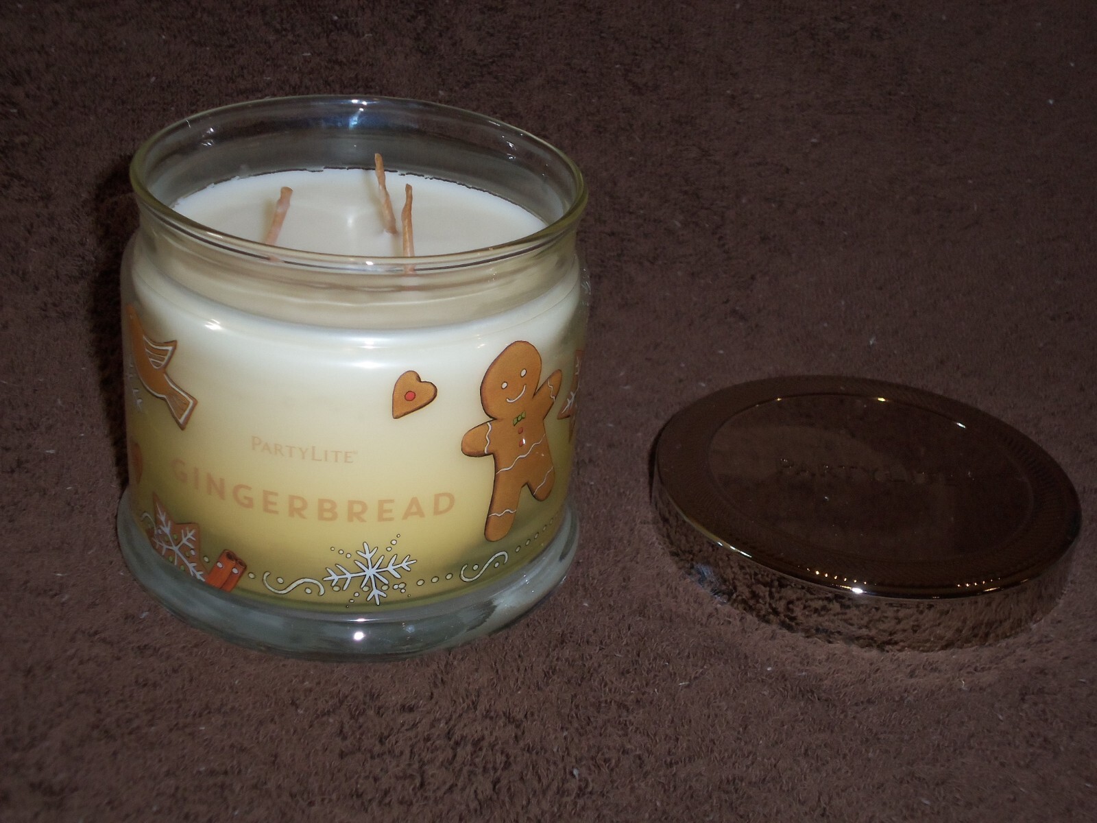 Partylite Gingerbread 3-wick Jar Candle -- NIB