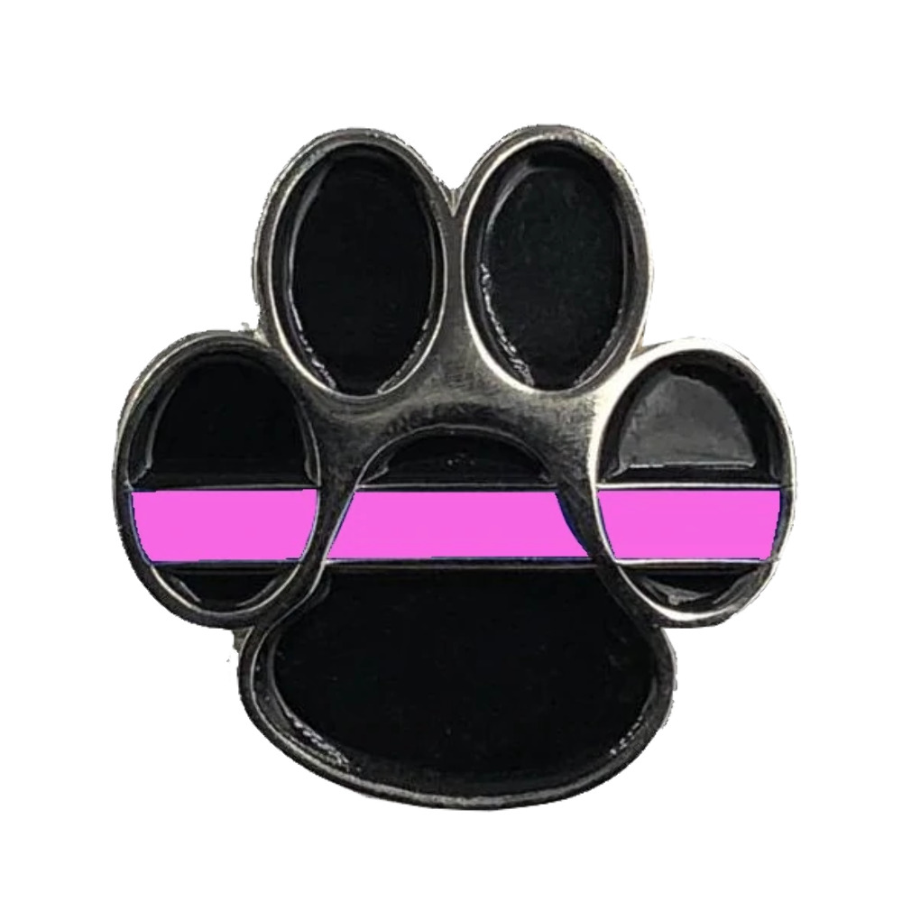 CL6-010 K9 Paw Thin Pink Line Canine Lapel Pin Breast Cancer Awareness
