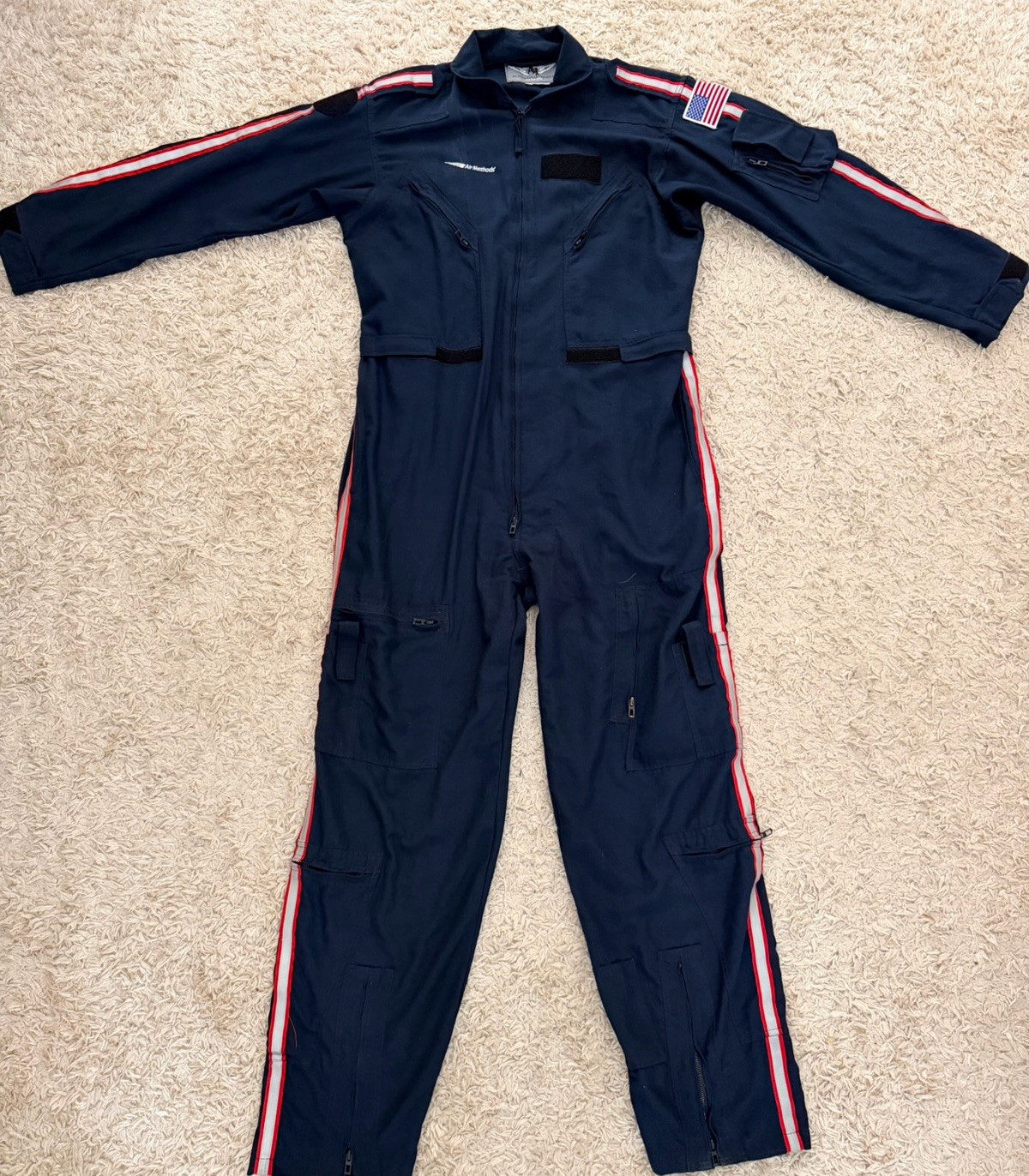 Aureus International Air Methods Nomex Flight Suit Coveralls Navy Blue USA 48 L