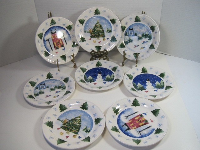 Nikko Winter Wonderland Set Of 8 Bread & Butter Plates 6.5\ Nikko Winter Wonderland Set Of 8 Bread & Butter Plates 6.5\