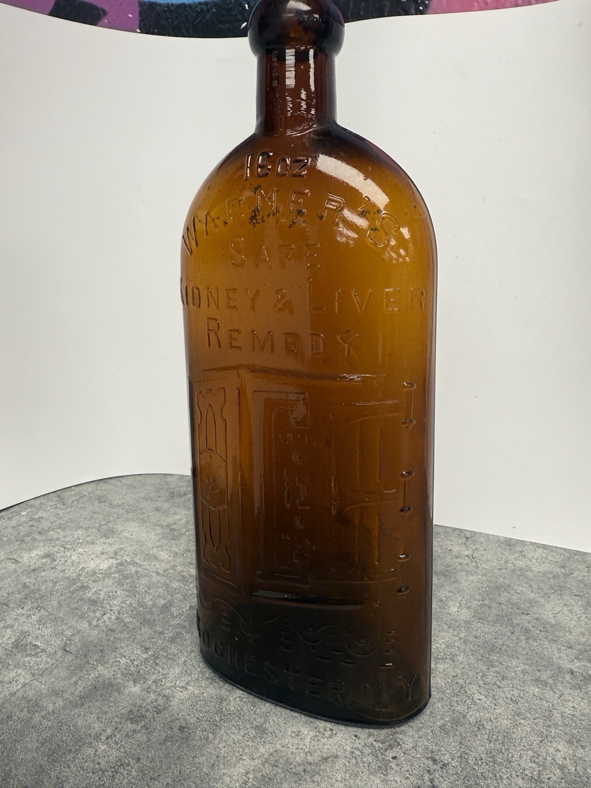 Antique Warner’s Safe Kidney & Liver Remedy Bottle – Amber Glass Rochester NY