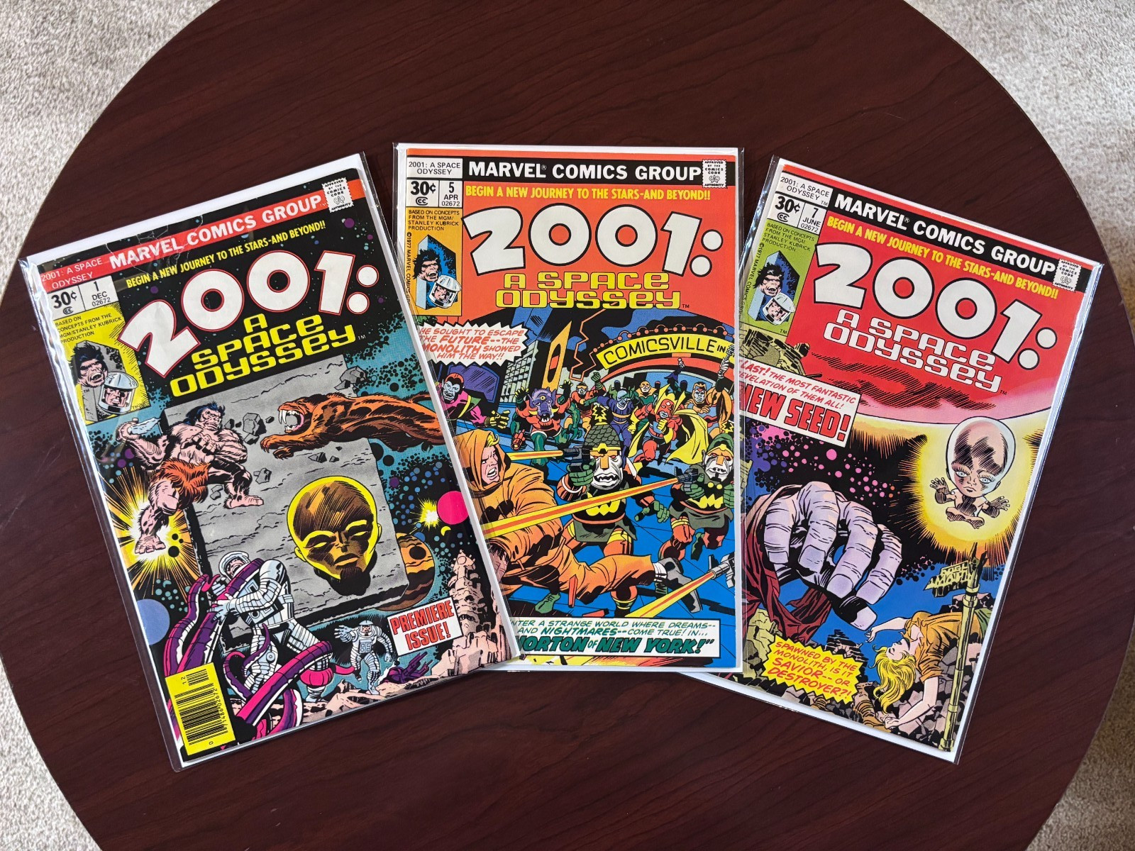 (Lot of 3 Comics) 2001: A Space Odyssey #1 #5 #7 (Marvel 1976) Jack Kirby