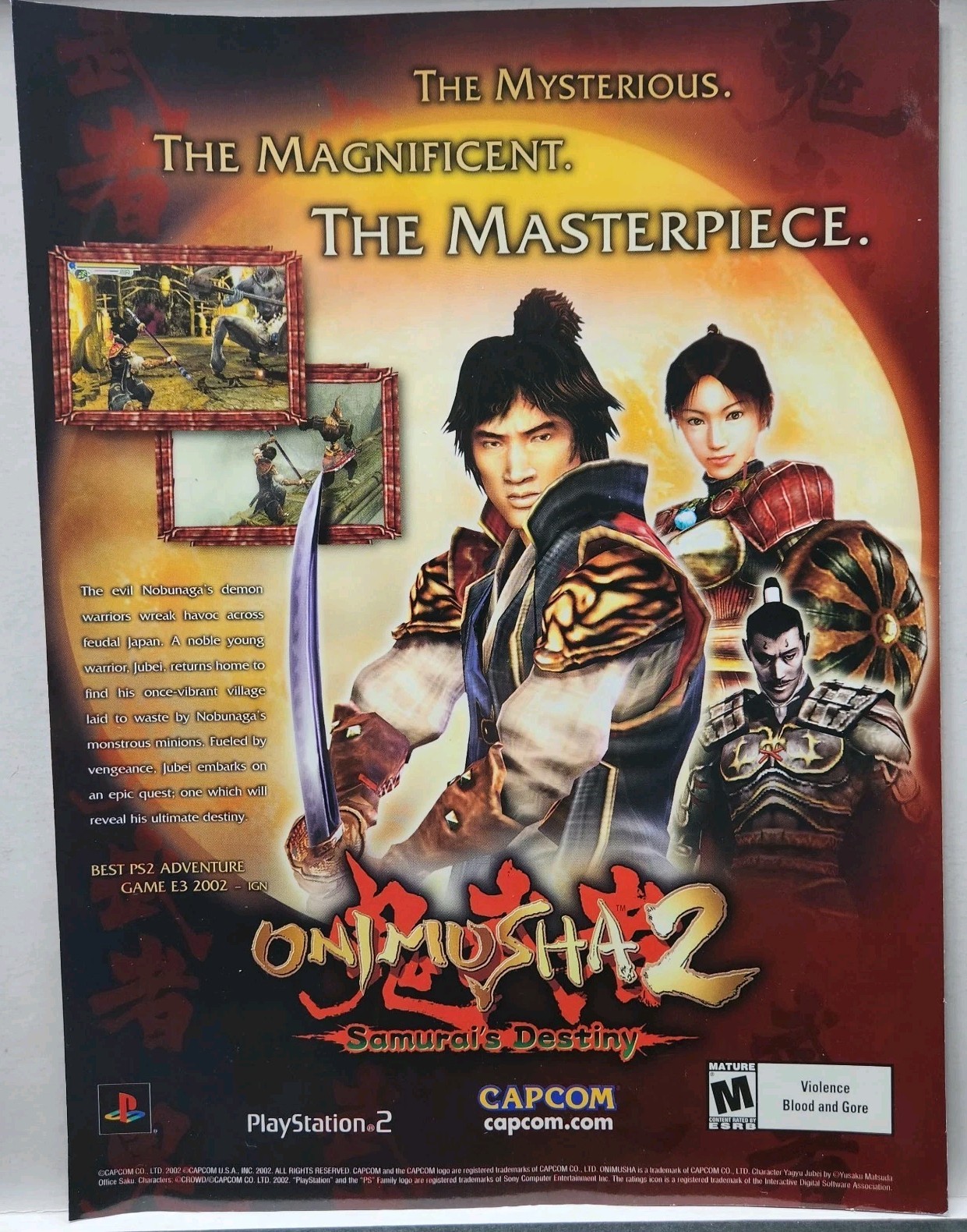 2002 Onimusha Samurai\'s Destiny Sony Playstation 2 PS2 Print Ad Poster Promo Art