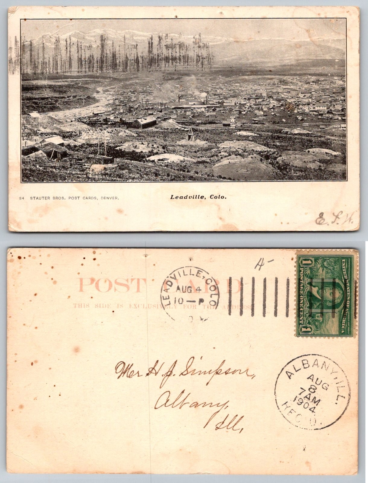 Standard Leadville Colorado Town View Stauber Bros. Postcard