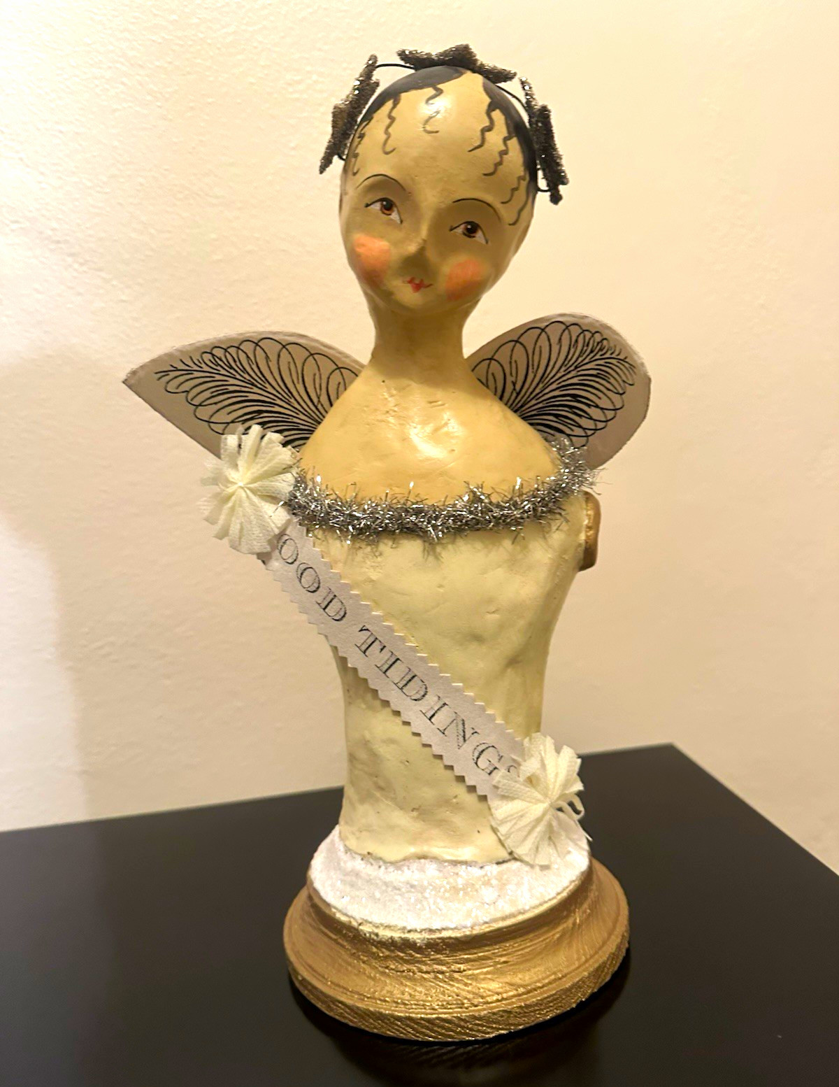 Nicol Sayre ESC Trading Paper Mache Angel Bust Good Tidings Christmas Folk Art