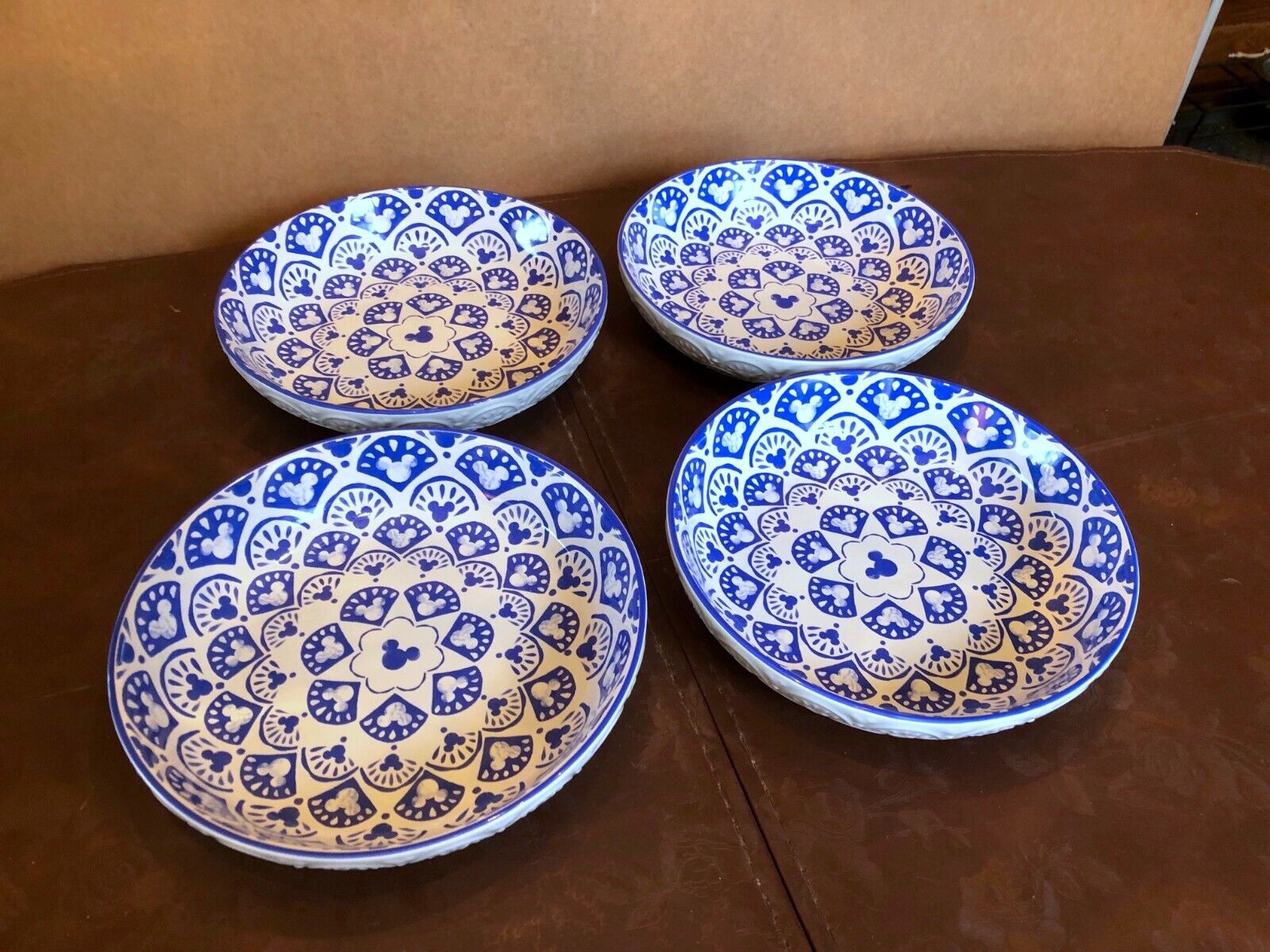 Set of 4 Pasta Bowls – Disney Homestead Collection - Blue Sunset Beach Version