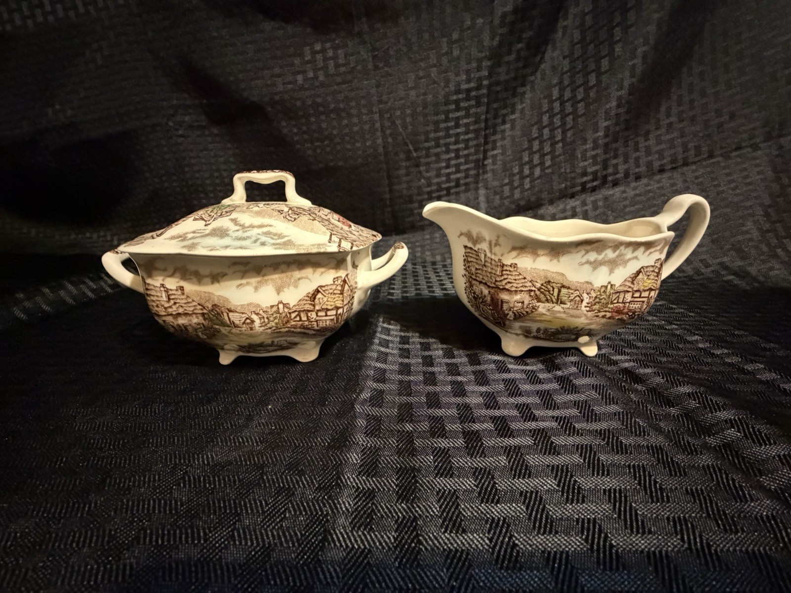 Yorkshire Staffordshire Ironstone Creamer & Covered Sugar SEE 