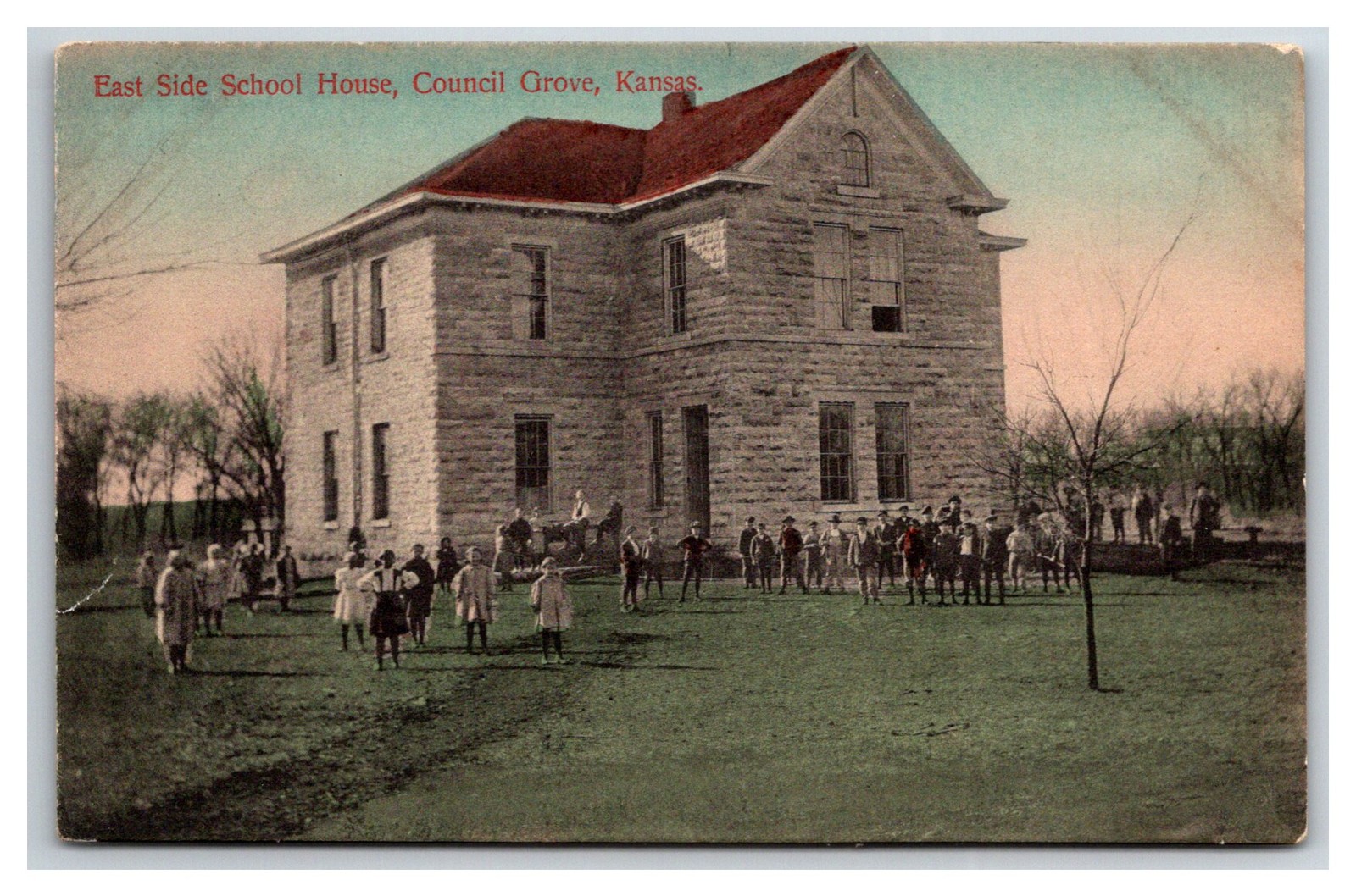 Kansas, KS, Council Grove, East Side School House, ca 1910