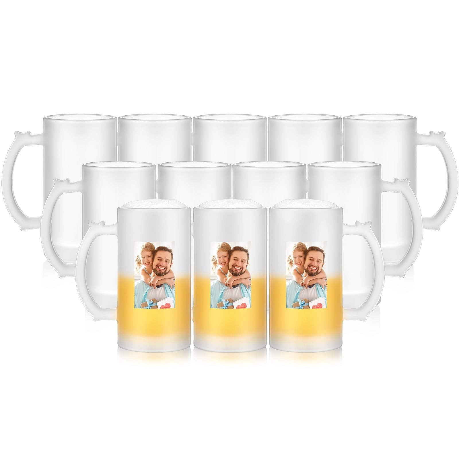 Mifoci 12 Pcs 16 oz Sublimation Frosted Beer Mugs with Handle, Oktoberfest