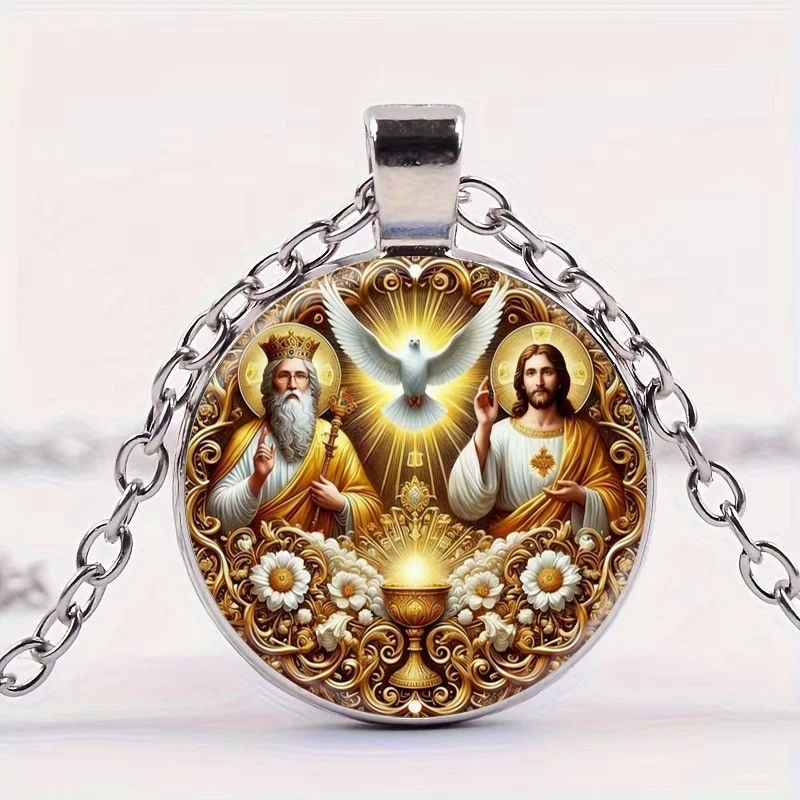 Holy Trinity Pendant Necklace Christian Faith Jewelry Father Son Holy Spirit Gif