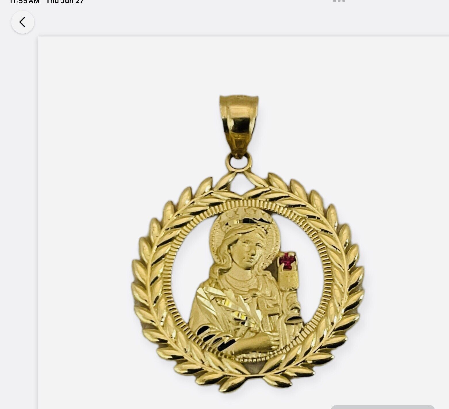 14k gold , Medium Size round Santa Barbara pendant
