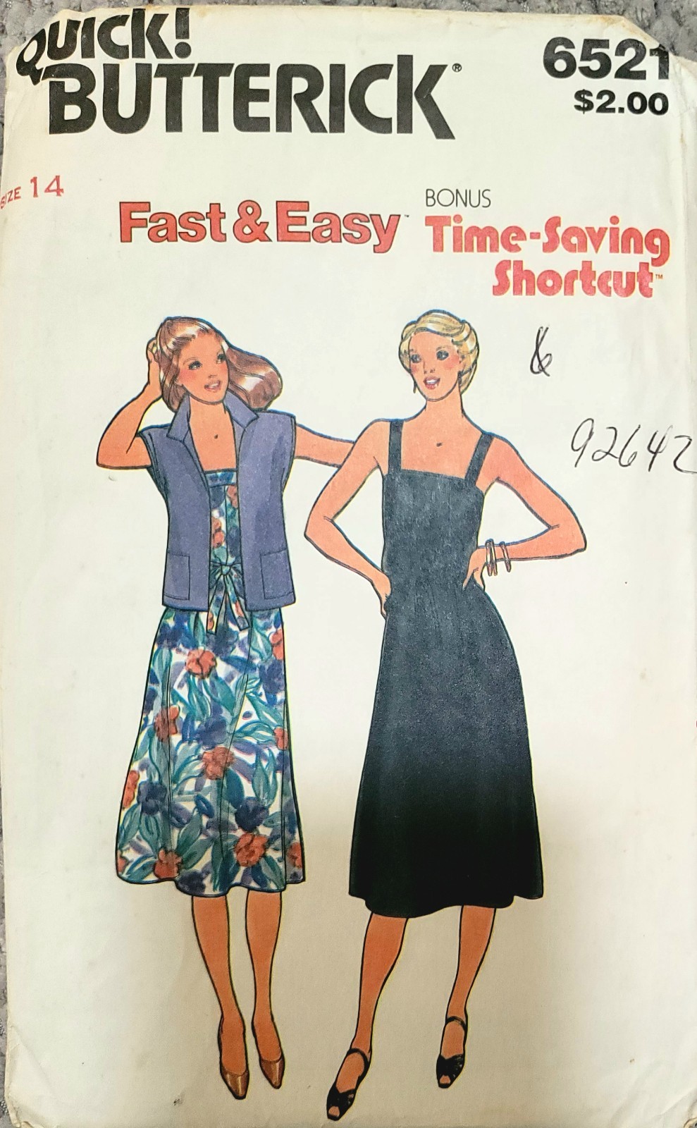 Vtg BUTTERICK 6521 PATTERN MISSES' Crop JACKET & DRESS Sz 14 Cut Complete Easy